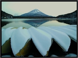 Japonia, Góra, Jezioro, Zima, Fuji